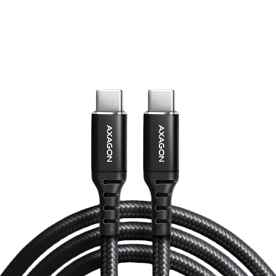 Axagon Data and charging USB 2.0 kabelio ilgis 2 m. PD 60W, 3A. Juodas braided.