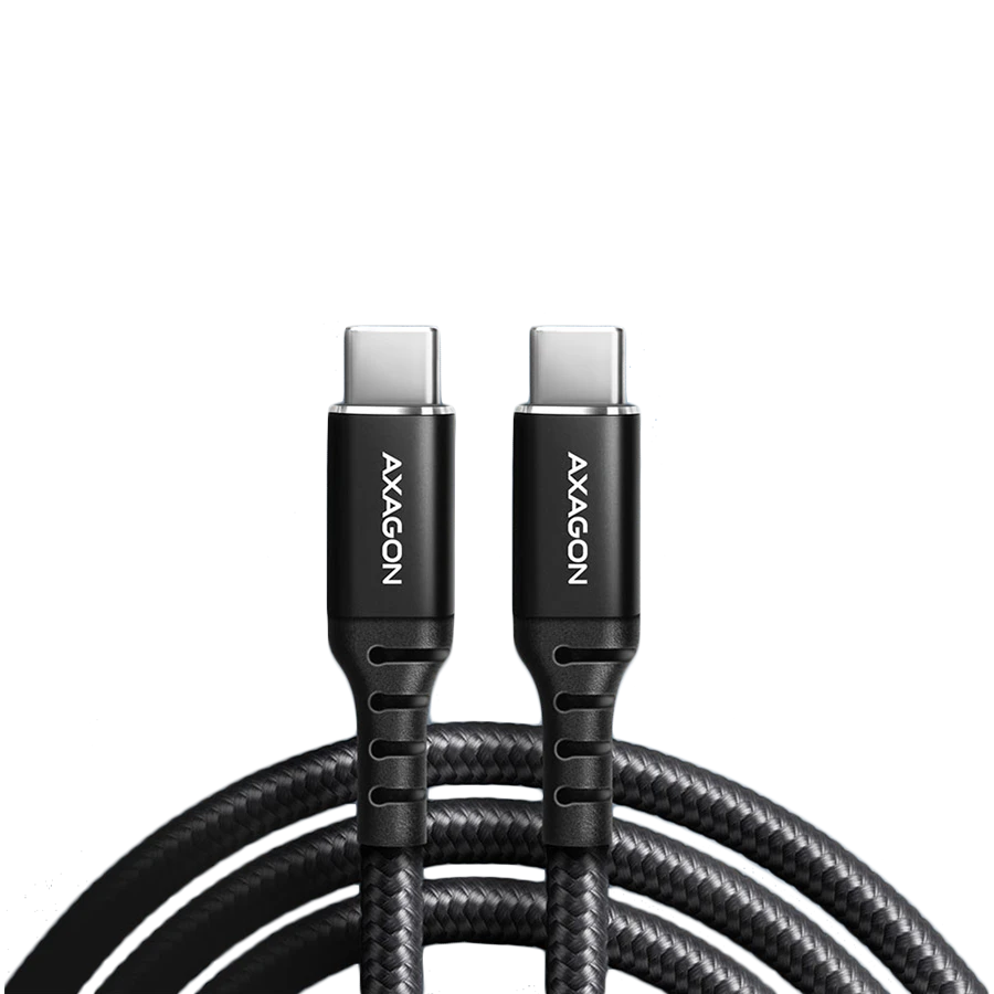 Axagon Data and charging USB 2.0 kabelio ilgis 3 m. 3A. PD 60W, 3A. Juodas braided.