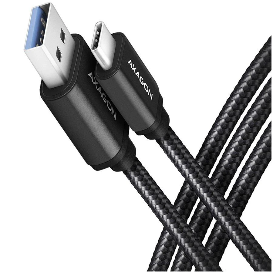Axagon Data and Charging USB 3.2 Gen 1 kabelio ilgis 1 m. PD 60W, 3A. Juodas pynė.