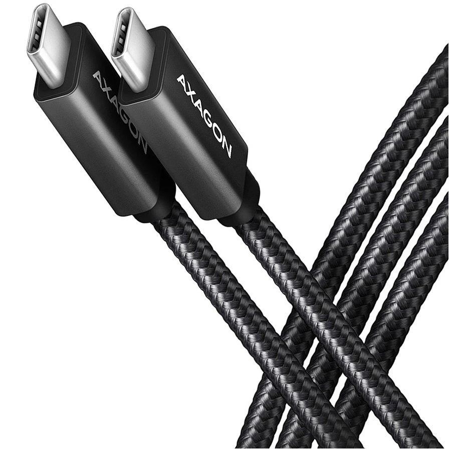 Axagon duomenų ir įkrovimo USB 3.2 Gen 2 kabelio ilgis 2 m. PD 100W, 5A, 4K HD vaizdo įrašas. Juodas pynė.
