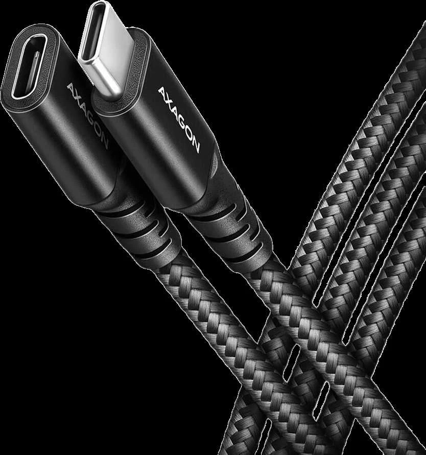Axagon Extension USB 20Gbps kabelio ilgis 1.5 m. PD 240W, 5A, 8K HD video. Juodas braided.