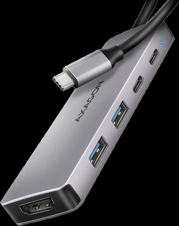 AXAGON HMC-5H60 USB-C 3.2 Gen 1 šakotuvas, 2 x USB-A, 1 x USB-C, 4K 60 Hz HDMI, PD 100 W, 15 cm USB-C laidas