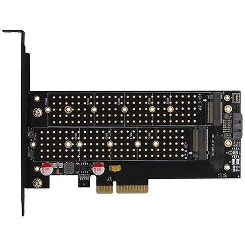 AXAGON PCEM2-D PCI-E 3.0 4x - DUAL M.2 SSD (NVMe + SATA), dual voltage, iki 110mm SSD