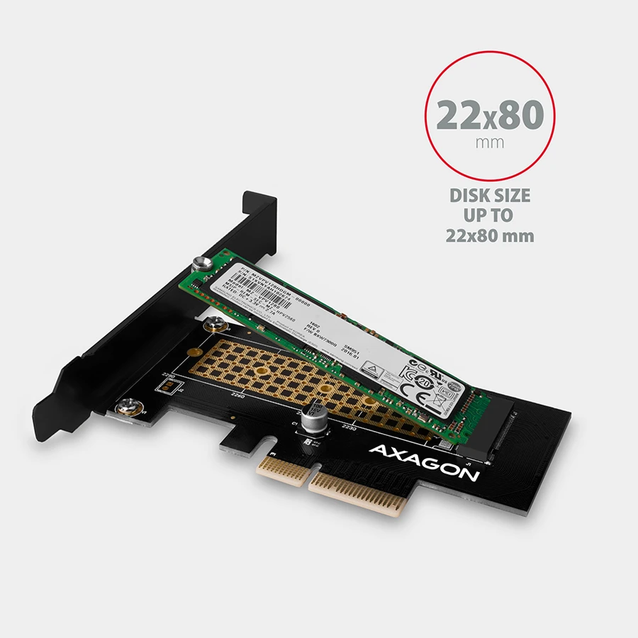 Axagon PCEM2-ND PCIE 2X NVME M.2 CONTROLLERPCI-Express x8 vidinis valdiklis, skirtas dviejų NVMe M.2 SSD diskų prijungimui prie kompiuterio. Palaiko pagrindines plokštes be PCIe Bifurcation.