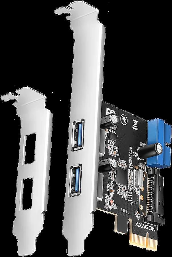AXAGON PCEU-232RS PCIe kortelė - 2+2x USB 5Gbps prievadas, SATA maitinimas, Renesas PD720201, SP ir LP