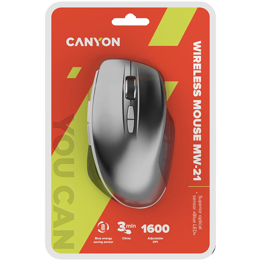 Belaidė optinė pelė Canyon MW-21, Tamsiai pilkos spalvos
