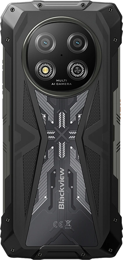 Blackview ROCK 2 5G 6.67-inch HD+ 1640x720 120Hz 12+256GB Unosoc T8100 Octa-Core 2.2GHz 13MP Front 16MP Rear NFC FG MIL-STD-810H 15000mAh Fingerprint Android 16 Juodas