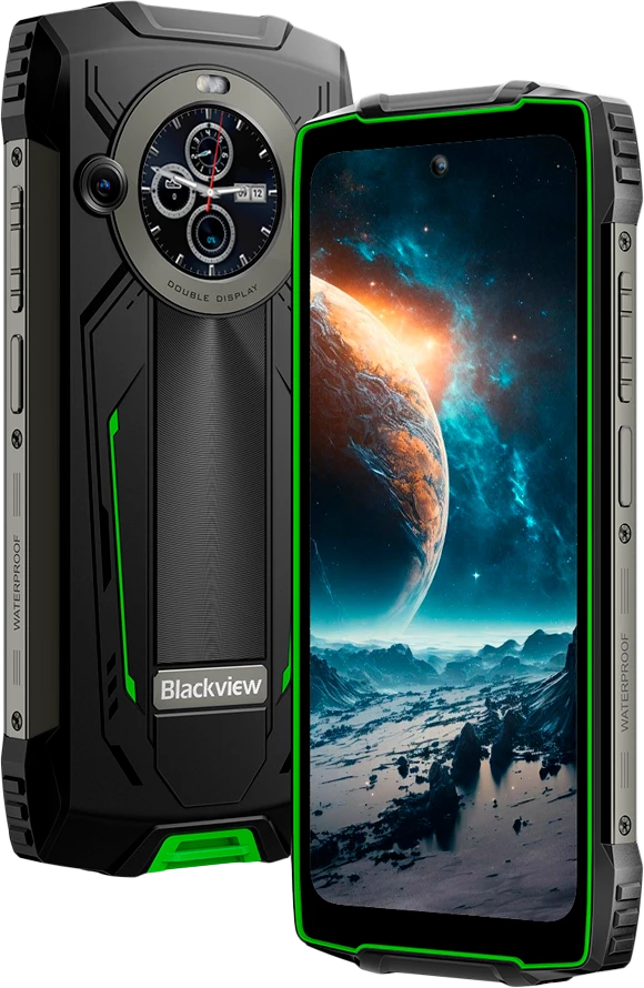 Blackview Rugged BV8200 LTE 6,5 colio FHD+IPS 1080x2400 120Hz Corning 3th + 1,3 colio 360x360 12+256GB MT8781 Aštuonių branduolių 2,2 GHz 8800 mAh Be įkroviklio CAM Priekinė 32 MP Galinė 50+13 MP IP68/IP69K/MIL-STD-810H NFC Pirštų atspaudų skaitytuvas Žalias