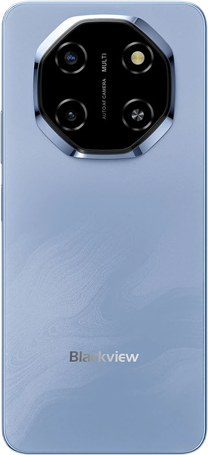 Blackview SHARK 6 5G 6.88inch FHD 1640x720 IPS LCD 120Hz 4+128GB Unisoc T8100 octa-core iki 2.2GHz Cam 13MP Front 8MP / 16+2MP Rear Baterija 5000mAh Type-C Dual SIM SD card slots Android 15 Glacier Mėlyna