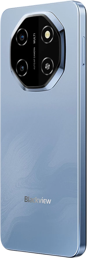 Blackview SHARK 6 5G 6.88inch FHD 1640x720 IPS LCD 120Hz 4+128GB Unisoc T8100 octa-core iki 2.2GHz Cam 13MP Front 8MP / 16+2MP Rear Baterija 5000mAh Type-C Dual SIM SD card slots Android 15 Glacier Mėlyna