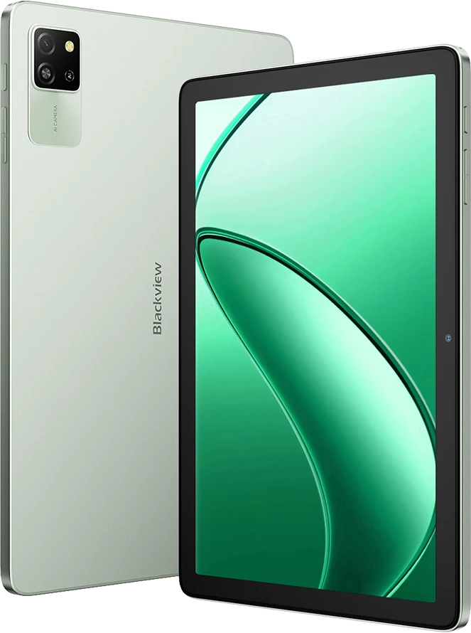 Planšetė Blackview TAB60 WiFi6 10.1 colio HD+IPS 800x1280 60Hz 4GB/128GB A523 aštuonių branduolių 1.8GHz kamera Priekinė 5MP Galinė 8MP 5100mAh Be įkroviklio Android 15 Algae Žalias