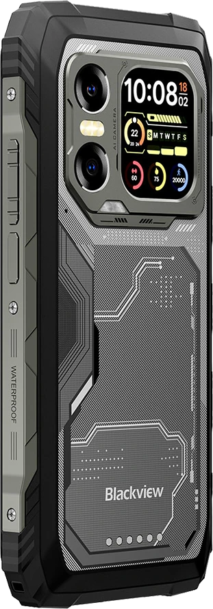 Blackview XPLORE 1X Rugged Phone 5G 6.78 inch FHD 2460x1080 120Hz + 2.01 inch 296x240 12/256Gb MT 7050 Octa-Core 2.4GHz 50MP Front 108+20MP Rear Cam Night vision WiFi6 NFC 10000mAh MIL-STD-810H Android 15 Juodas