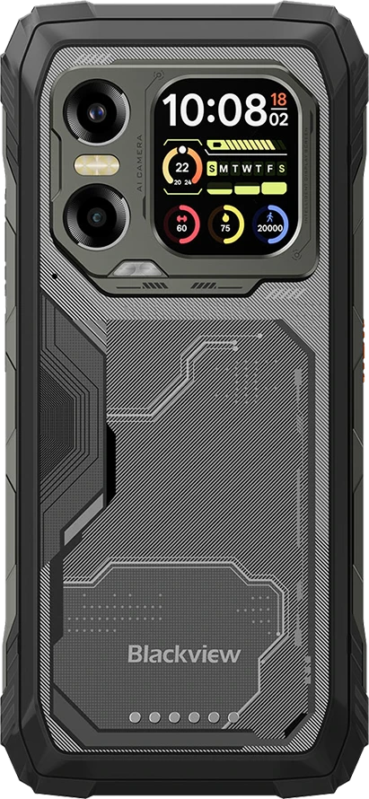 Blackview XPLORE 1X Rugged Phone 5G 6.78 inch FHD 2460x1080 120Hz + 2.01 inch 296x240 12/256Gb MT 7050 Octa-Core 2.4GHz 50MP Front 108+20MP Rear Cam Night vision WiFi6 NFC 10000mAh MIL-STD-810H Android 15 Juodas