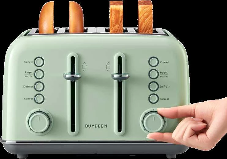 BUYDEEM 4 riekelių skrudintuvas, modelis DT640E, spalva „Cozy Greenish“, ES