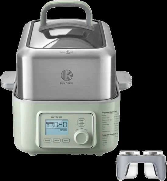 Garų puodas BUYDEEM daugiafunkcis skaitmeninis maisto garintuvas, modelis G564, spalva „Cozy Greenish“, ES