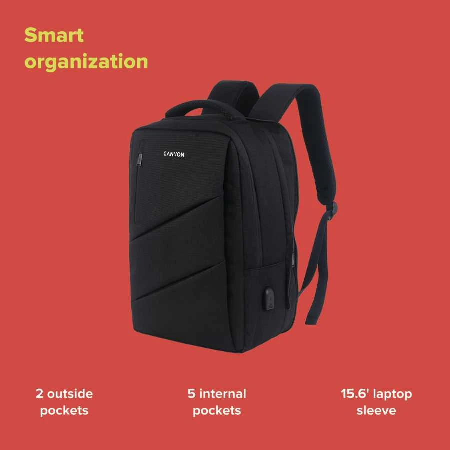 CANYON kuprinė BPE-5 Urban USB 15.6'' Raudona