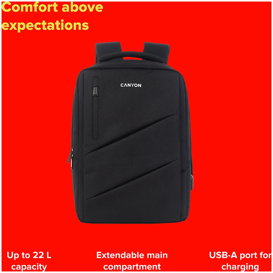 CANYON kuprinė BPE-5 Urban USB 15.6'' Raudona