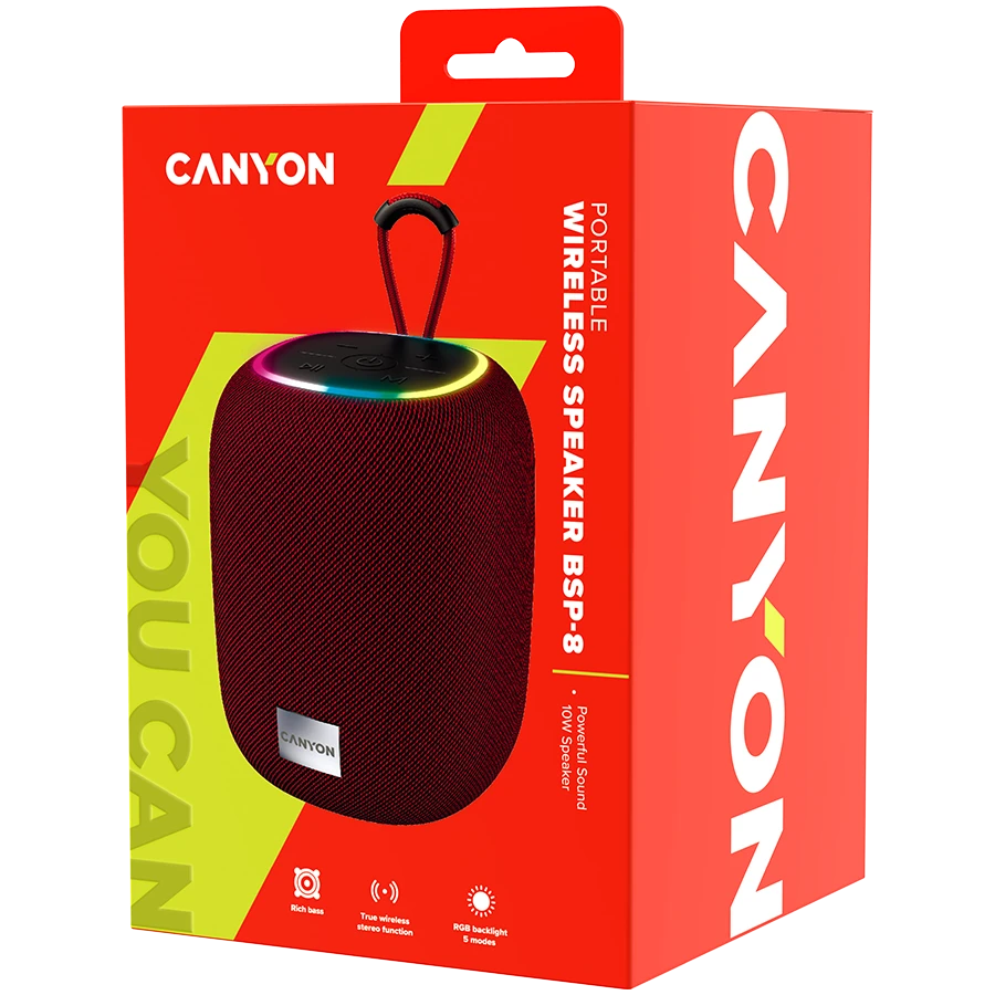 Nešiojama kolonėlė Canyon BSP-8, Bordinės/Juodos spalvos