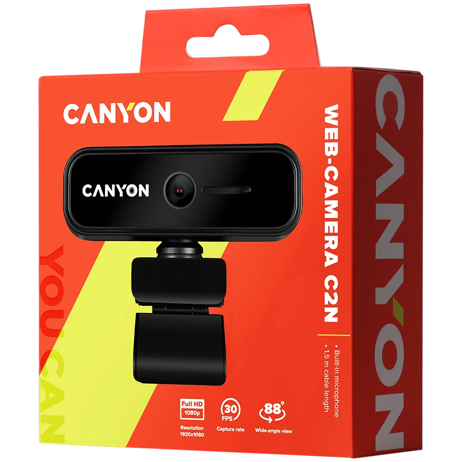 CANYON internetinė kamera C2N Full HD 1080p Juodas
