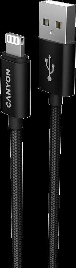 CANYON kabelis MFI-3 Lightning 12W 1m Juodas