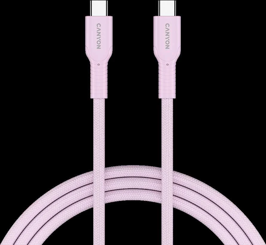 CANYON cable OnWire 60CL C-C 60W COLOR Braided 1m Rožinė