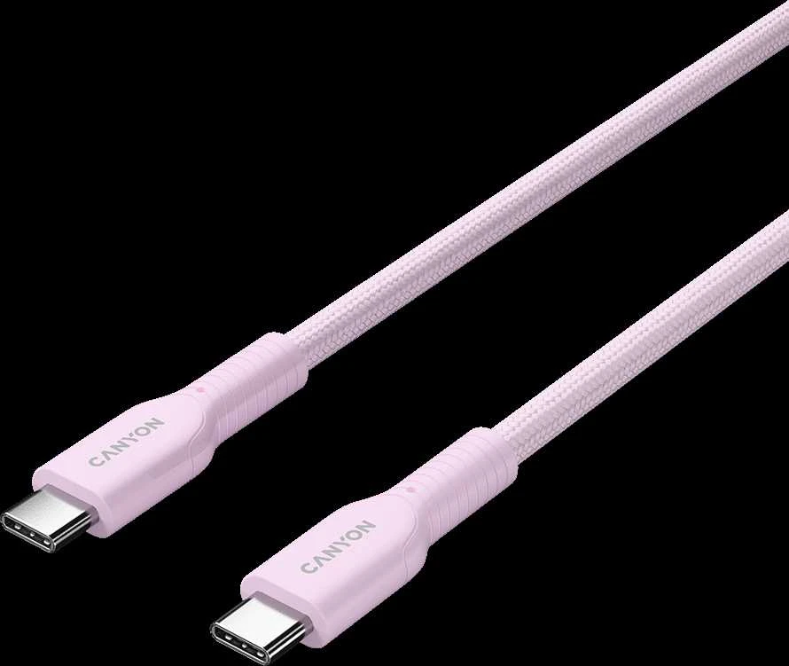 CANYON cable OnWire 60CL C-C 60W COLOR Braided 1m Rožinė