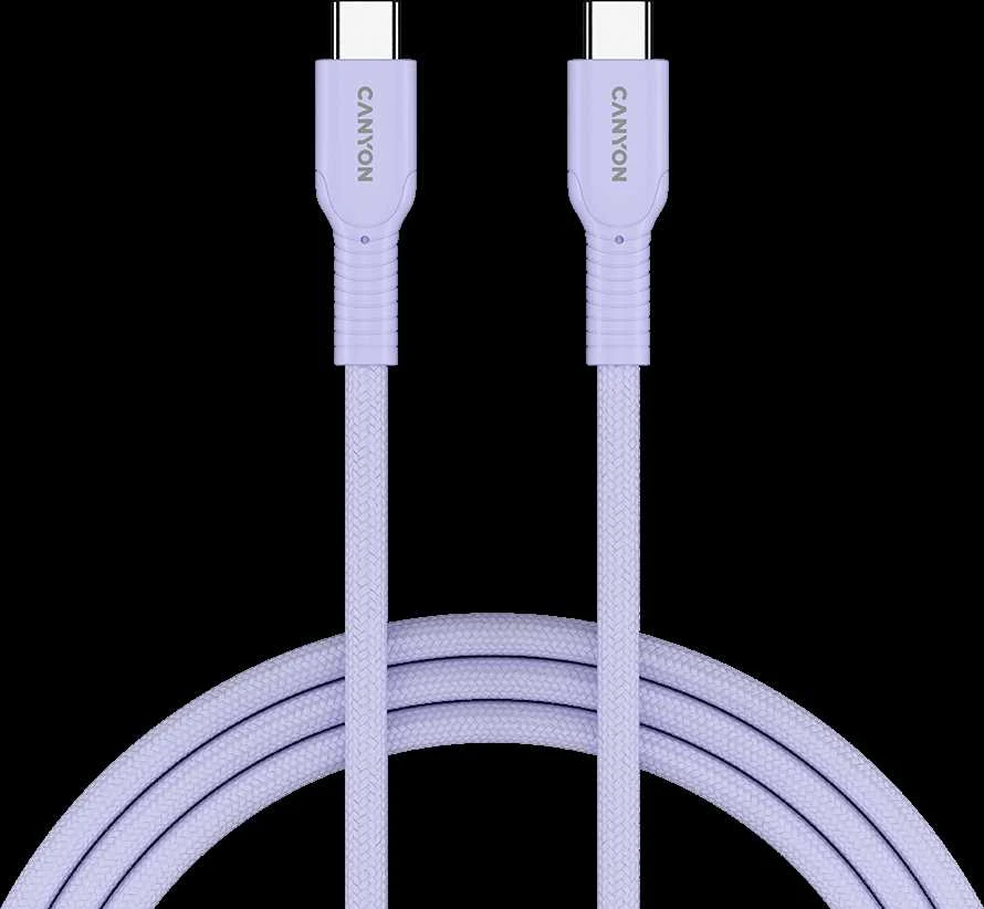 CANYON cable OnWire 60CL C-C 60W COLOR Braided 1m Violetinė
