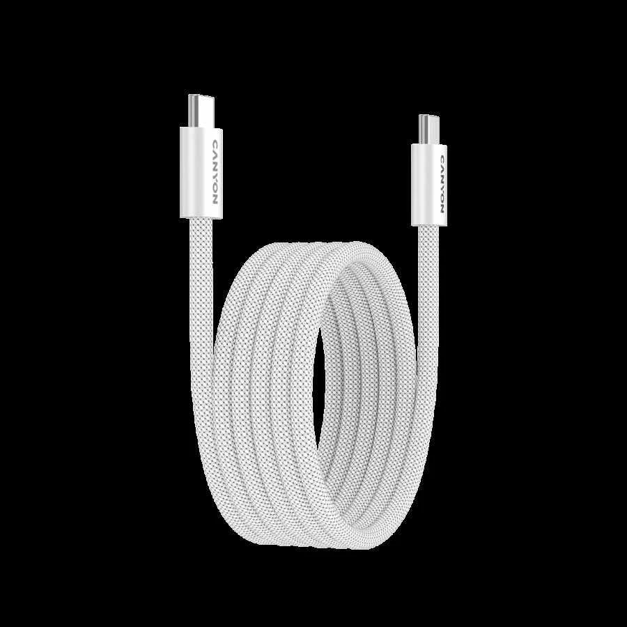 CANYON kabelis OnWire 60MG C-C 60W magnetinis pintas 1m Baltas