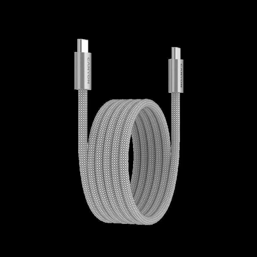 CANYON kabelis OnWire 60MG C-C 60W magnetinis pintas 1m šviesos pilkas
