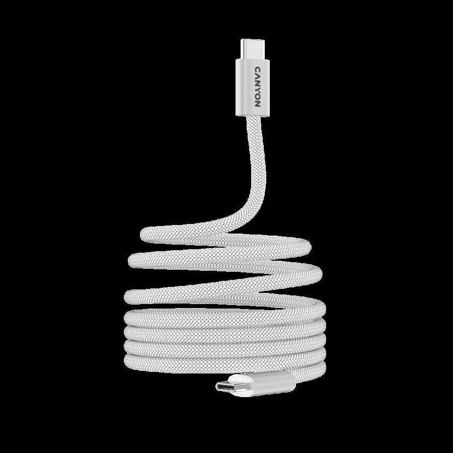 CANYON kabelis OnWire 60MG C-C 60W magnetinis pintas 1m Baltas