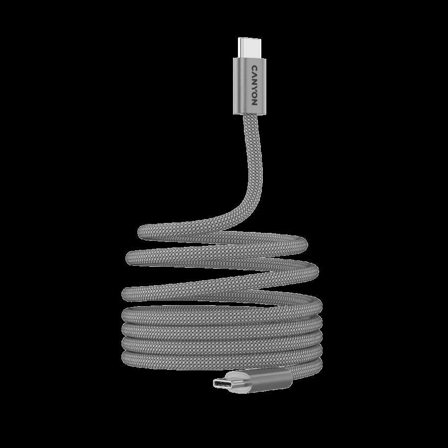 CANYON kabelis OnWire 60MG C-C 60W magnetinis pintas 1m šviesos pilkas