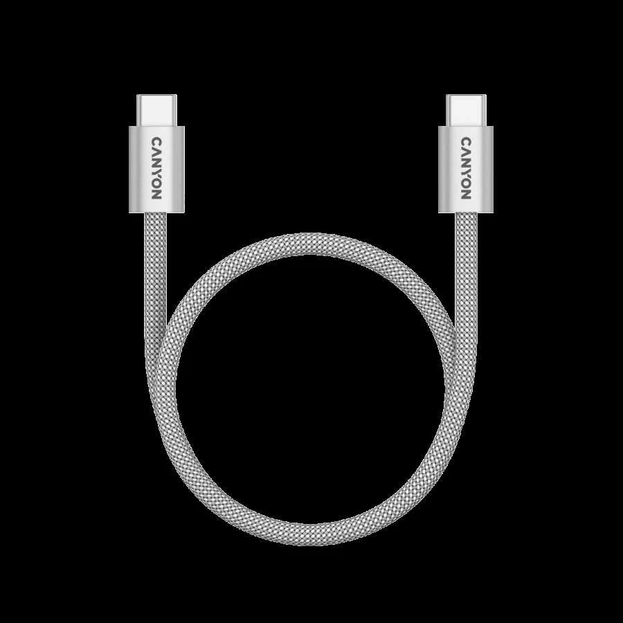CANYON kabelis OnWire 60MG C-C 60W magnetinis pintas 1m šviesos pilkas