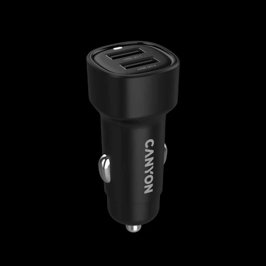 CANYON automobilinis įkroviklis OnDrive 24 24W 2xUSB-A Juodas