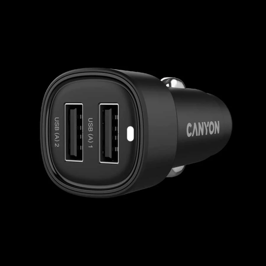 CANYON automobilinis įkroviklis OnDrive 24 24W 2xUSB-A Juodas