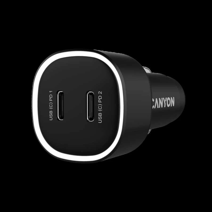 CANYON automobilinis įkroviklis OnDrive 60 PD 60W 2xUSB-C Juodas