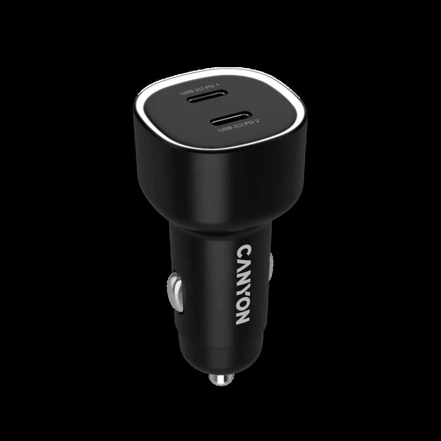 CANYON automobilinis įkroviklis OnDrive 60 PD 60W 2xUSB-C Juodas