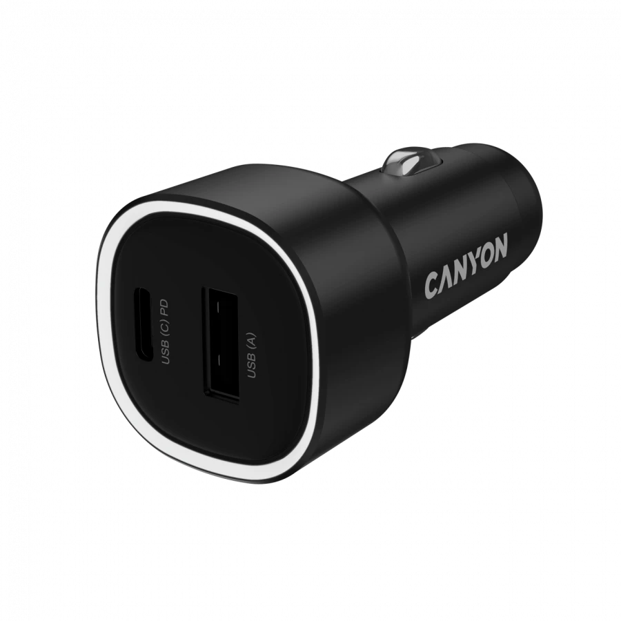 CANYON automobilinis įkroviklis OnDrive 85 PD 85W USB-A+USB-C Juodas
