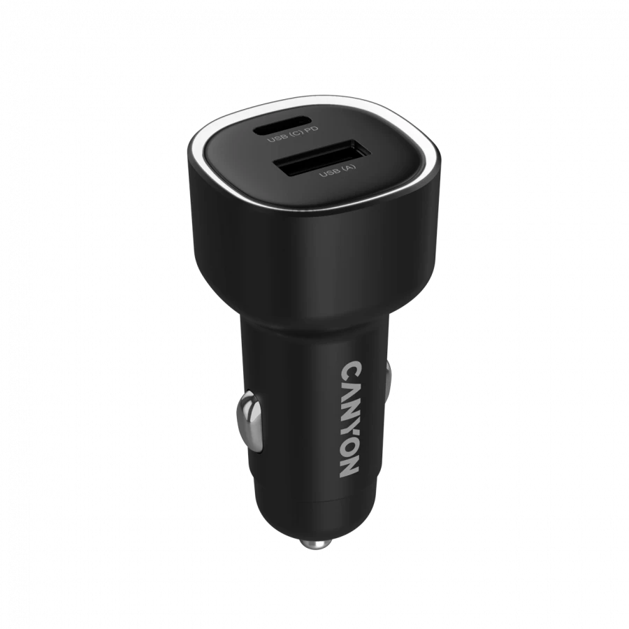 CANYON automobilinis įkroviklis OnDrive 85 PD 85W USB-A+USB-C Juodas
