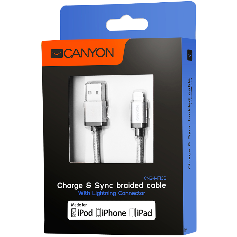 Apple CANYON kabelis MFI-3 Lightning 12W 1m Pilkas
