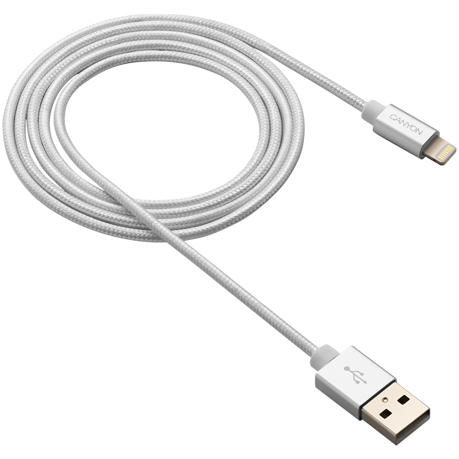 CANYON kabelis MFI-3 Lightning 12W 1m Baltas