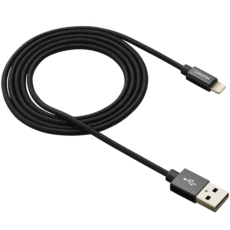 CANYON kabelis MFI-3 Lightning 12W 1m Juodas