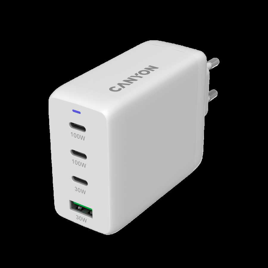 CANYON įkroviklis CU100ACC GaN 100W 3xPD 1xQC EU Baltas