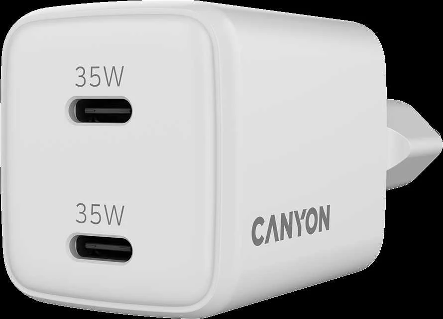 CANYON pakrovėjas CU35CC GaN 35W 2xPD EU Baltas