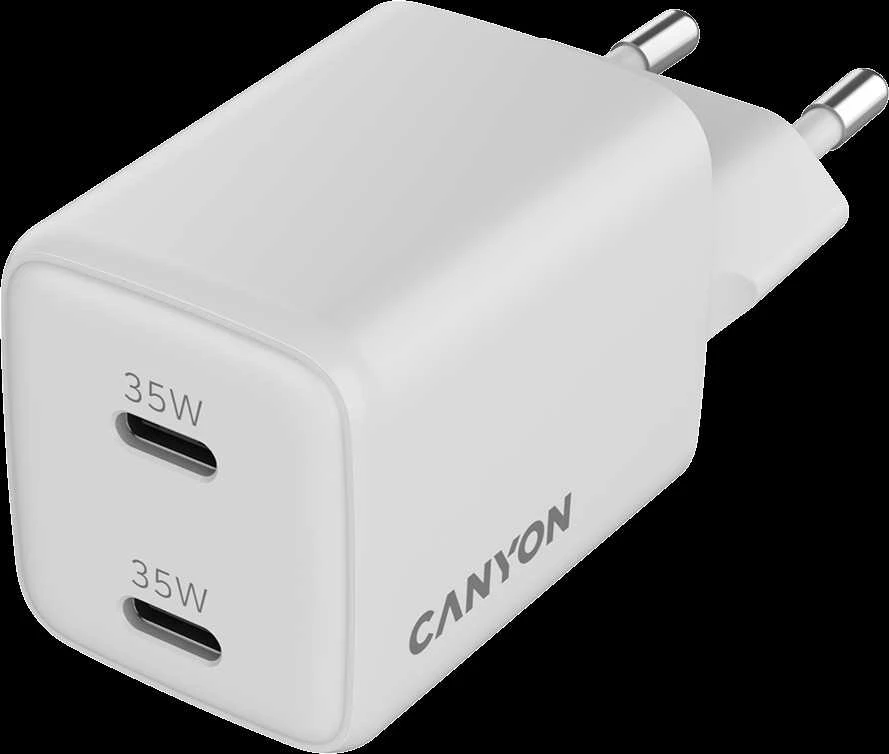 CANYON pakrovėjas CU35CC GaN 35W 2xPD EU Baltas
