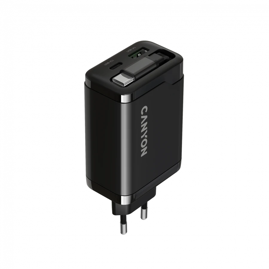 CANYON įkroviklis OnCharge 65RC įmontuojamas laidas USB-C 65W 1xPD 1xQC EU Juodas