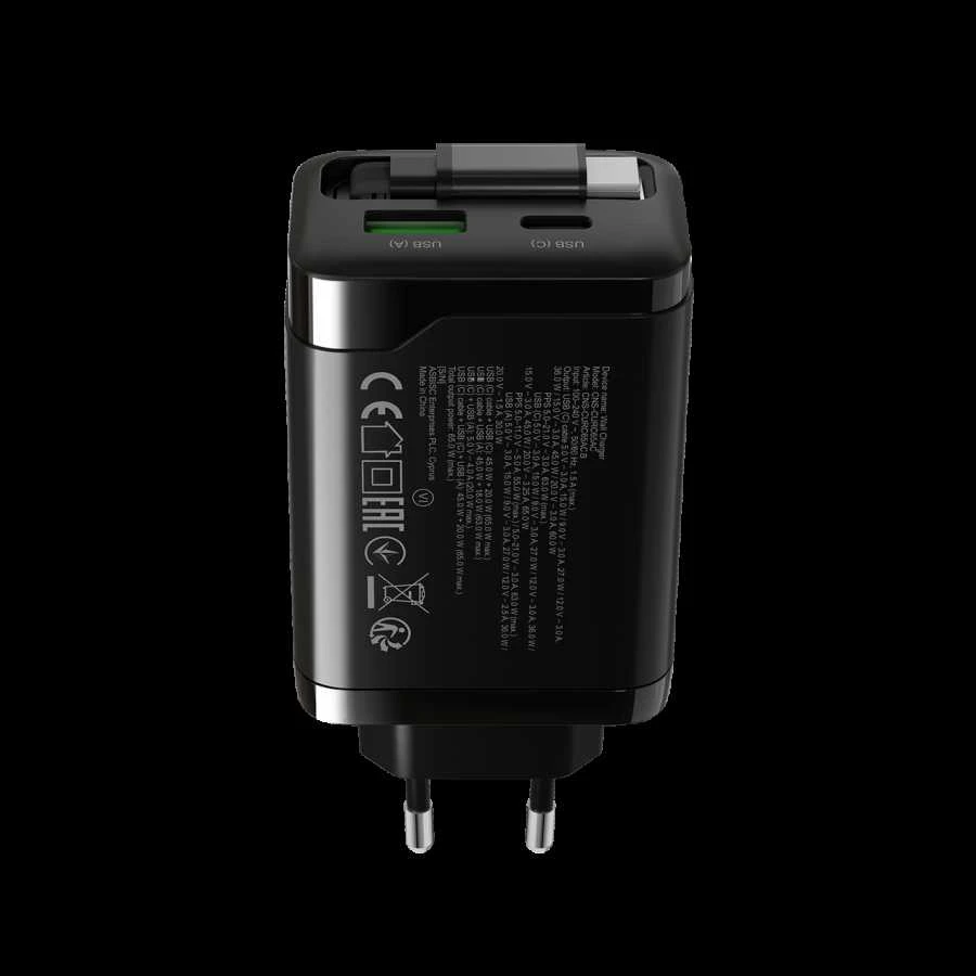 CANYON įkroviklis OnCharge 65RC įmontuojamas laidas USB-C 65W 1xPD 1xQC EU Juodas