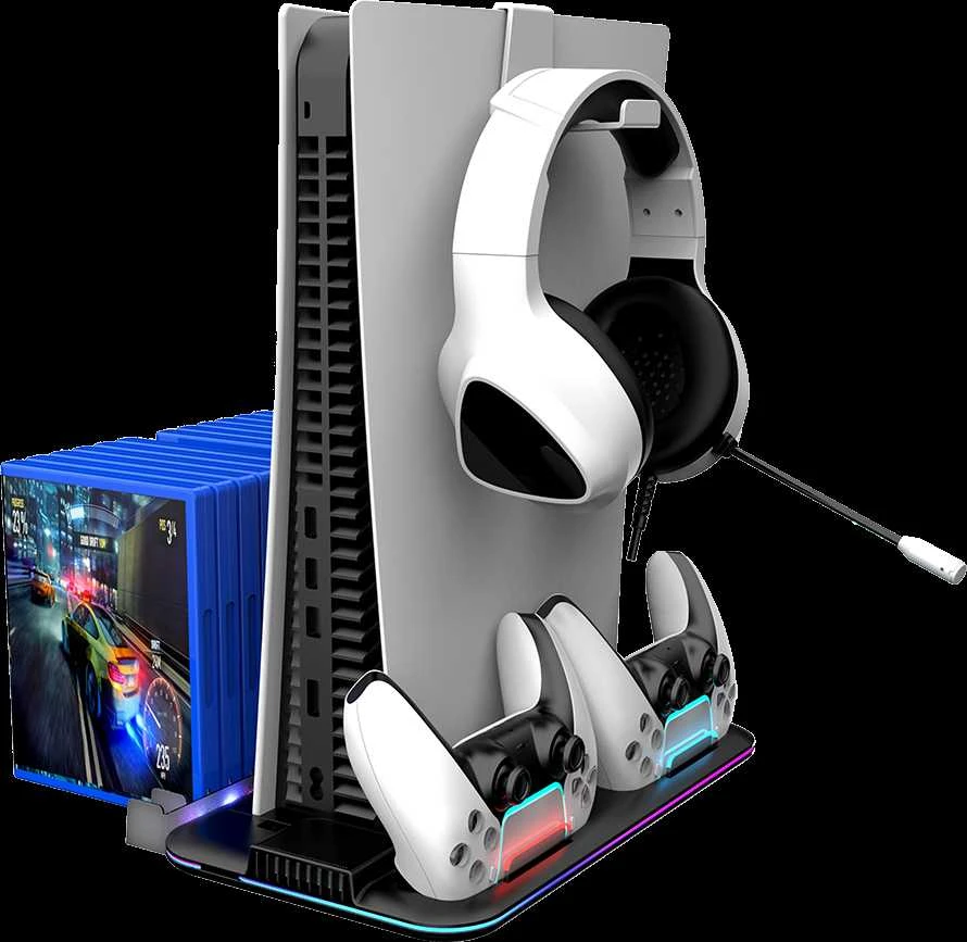 CANYON aušinimo stovas CS-51 RGB PS5 Slim/DE Charge Juodas