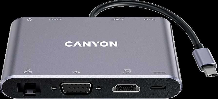 CANYON hub DS-14 8in1 4k USB-C Dark Pilkas