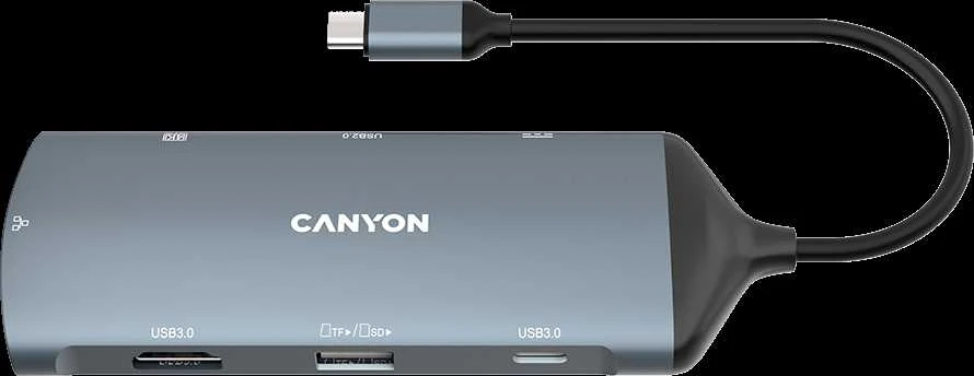 CANYON šakotuvas DS-15 8in1 4k USB-C Tamsiai pilka