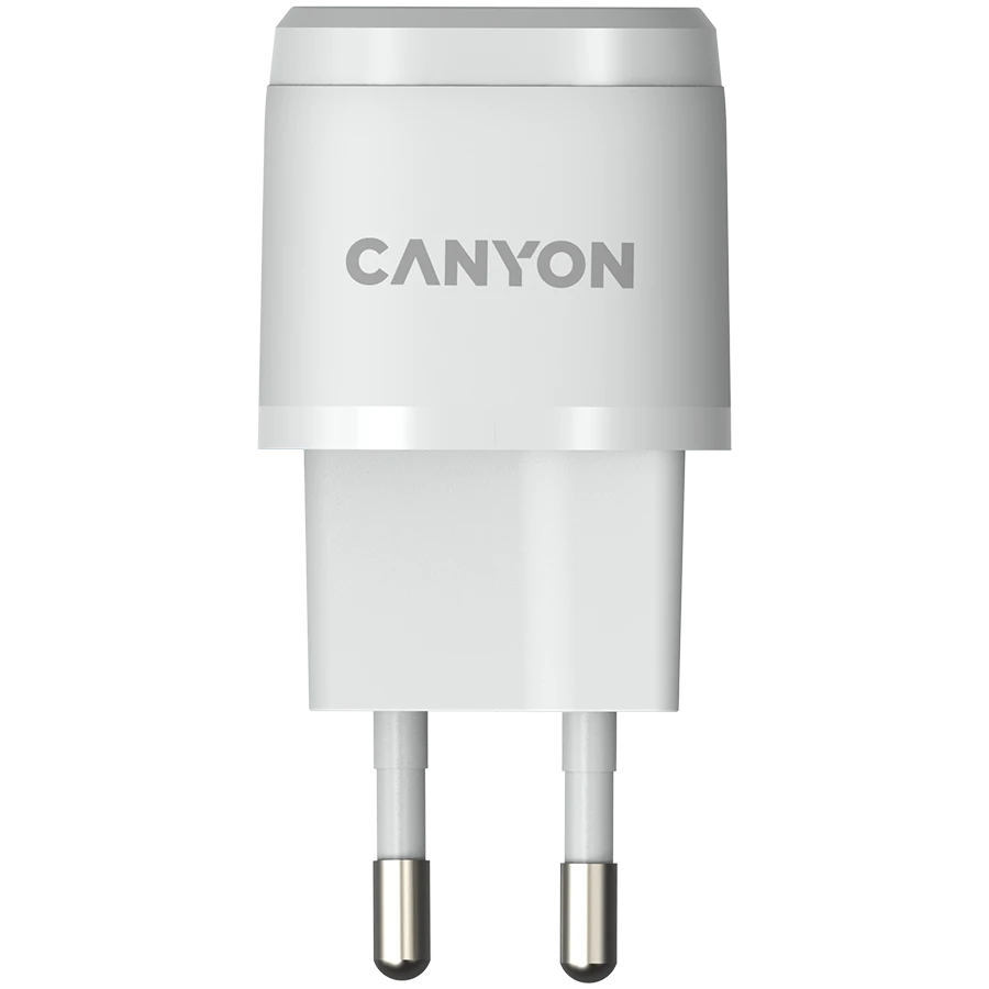 CANYON H-20-05, PD 20W Įvestis: 100V-240V, Išvestis: 1 prievado įkrovimas: USB-C:PD 20W (5V3A/9V2.22A/12V1.66A), Eu kištukas, Viršįtampa, perkaitęs, Apsauga nuo viršsrovių ir trumpojo jungimo Atitinka CE RoHs, ERP. Dydis: 68,5*29,2*29,4mm, 32,5g, Baltas
